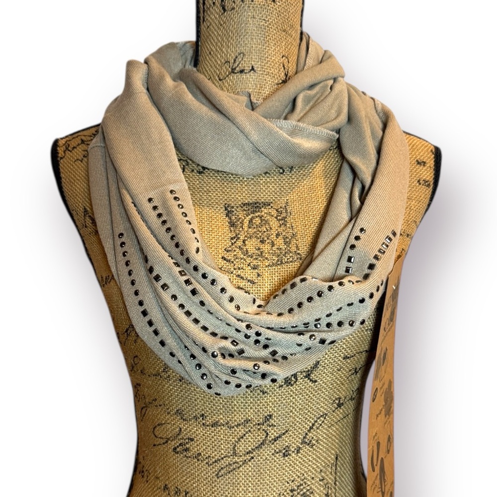 NWT C.C Accessories Tan Lightweight Studded 6 Ways to Wear It Infinity Scarf